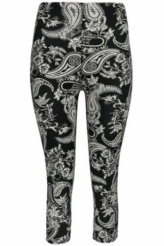 Women Printed 3/4 Length Leggings Ladies Stretchy Waist Skinny Pants Size 8-22 - Picture 102 of 138