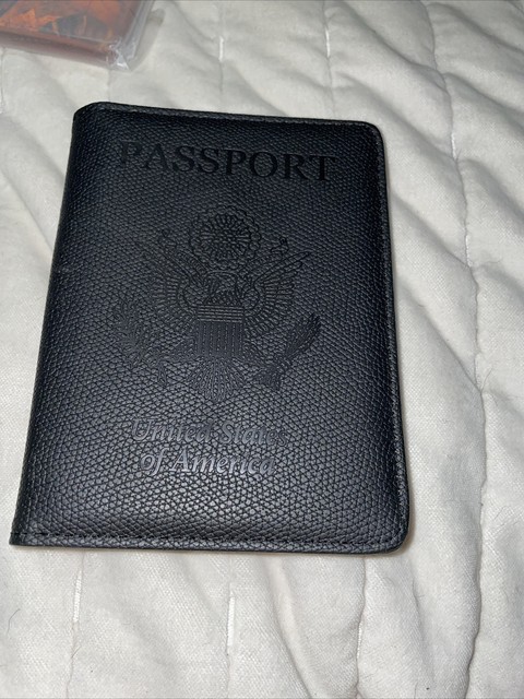 Leather Texture Passport Vaccine Card Holder Travel Wallet Case Cover ID Black Leather Texture Passport Vaccine Card Holder Travel Wallet Case Cover ID Black