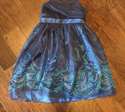 BLOOME girl Gorgeous navay Embroidered Sleeveless Dress Size 16 - Picture 5 of 5