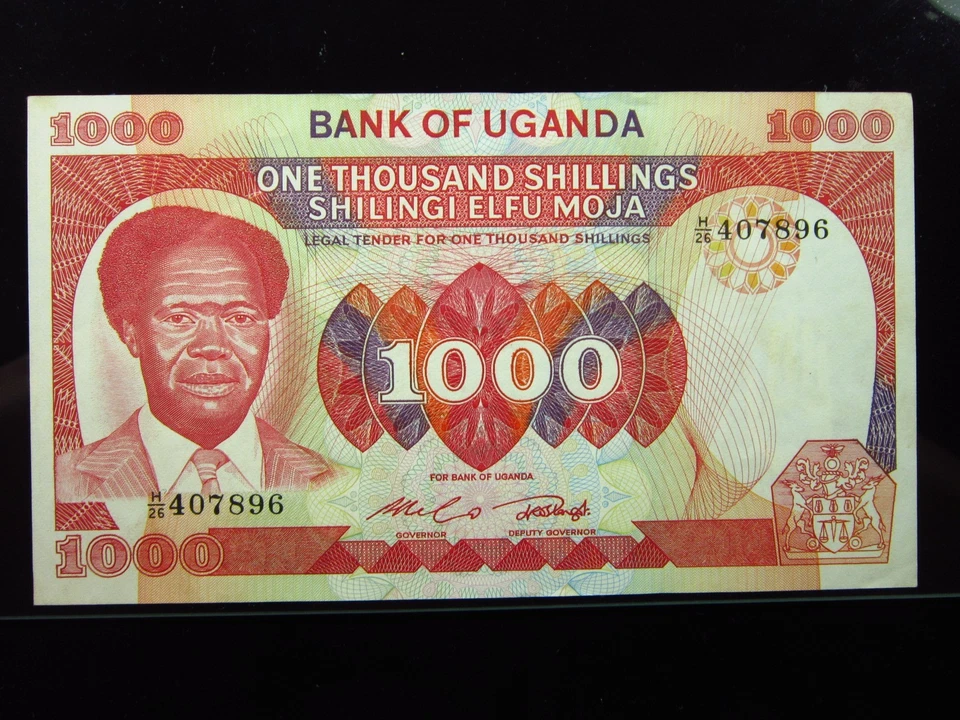 Uganda 1000 chelines ND 1983 P23 sin circular i7896 Banco de Uganda moneda dinero Foto 2 de 3