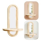  2 Pcs Wooden Wall Shelves Bathroom Mirror with Shelf Hanging Planter