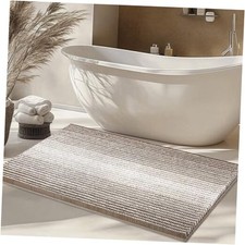 Large Bathroom Rugs Non Slip, Chenille Bath Mat Shower 24" x 43" Light Taupe