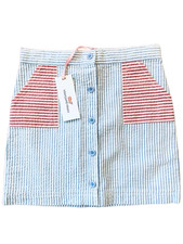 Vineyard Vines Girls Blue and Red Seersucker Button Skirt Size 6 New with Tags