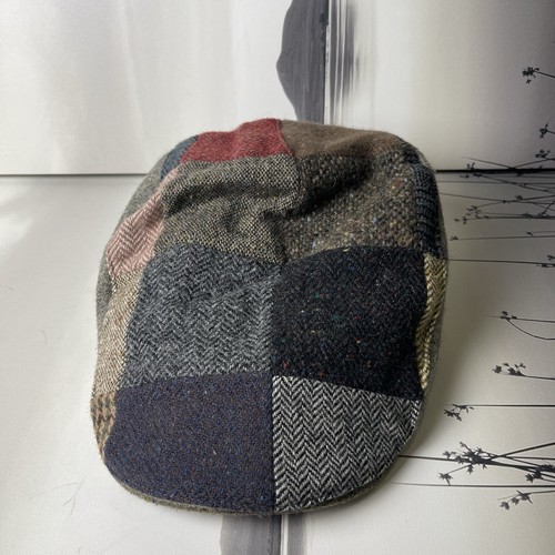 Hanna Hats Pure Wool Tweed Patchwork Newsboy Flat Cap Hat M Donegal Ireland