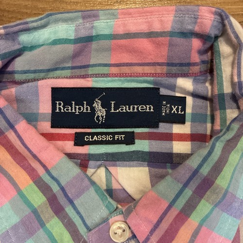 Men's XL Polo Ralph Lauren Classic Fit Button Down Shirt Plaid Short Sleeve - Picture 2 of 5