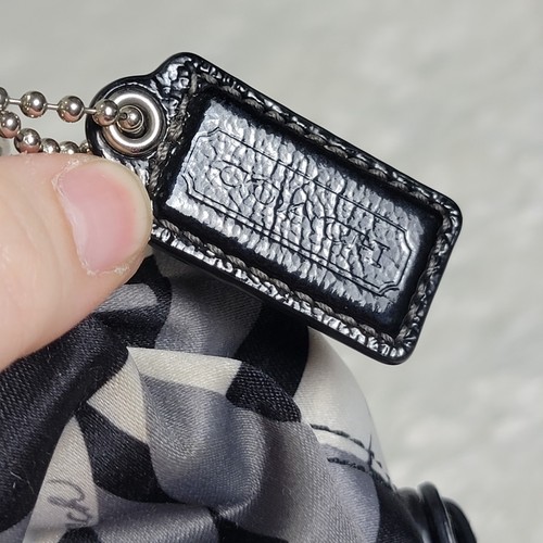 COACH Madison Op Art Sateen Logo Gray Black Hobo Shoulder Bag Purse Hangtag Y2K - Picture 6 of 15