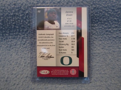 2008 Aspire #A8 Dennis Dixon Rookie OREGON DUCKS GREAT CONDITION. - Picture 3 of 5