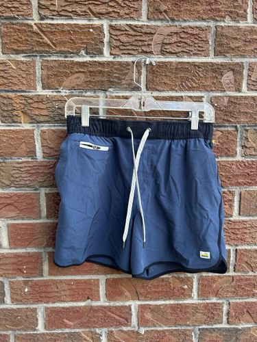 Vuori Shorts Medium Blue Brown Trim V366 Stretch Performance Lightweight Unlined - Picture 1 of 3