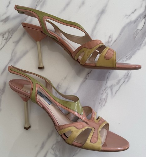 Sandalias de tacón PRADA FLAME rosa charol talla 39 - Imagen 14 de 21