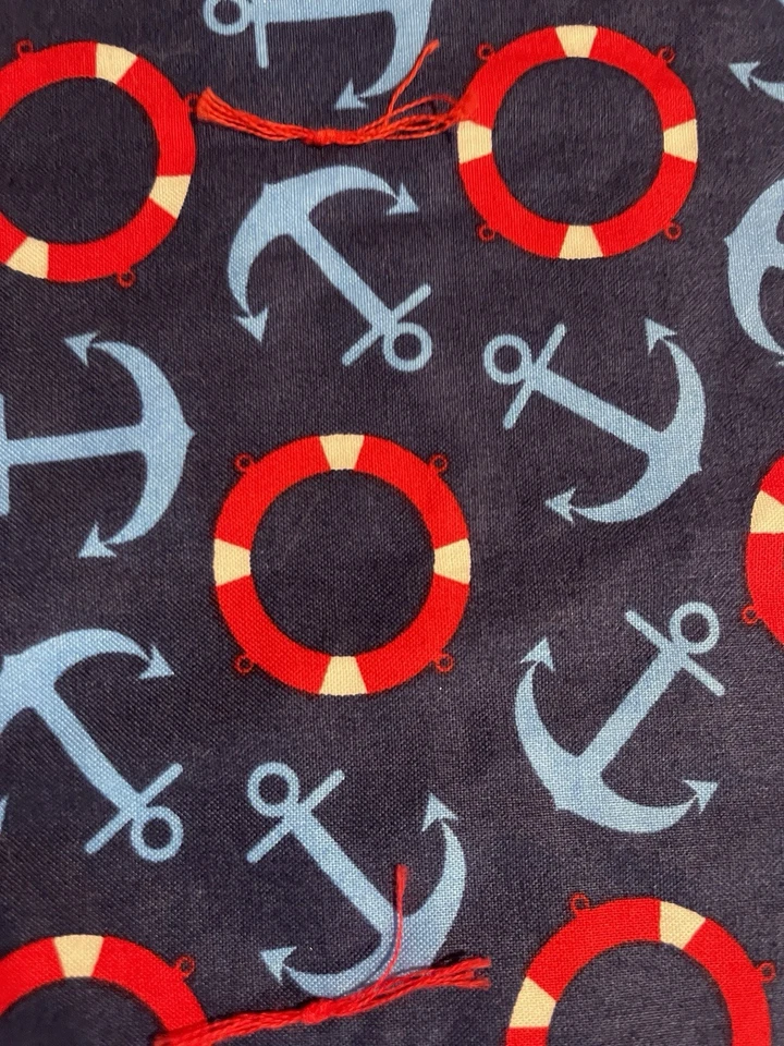 Manta de cuna acolchada náutica hecha a mano con anclas azul y rojo 40 X 41 Foto 2 de 4