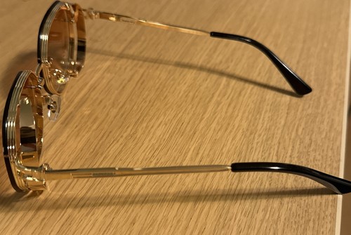 Awesome Men’s Aviator Style Brown / Orange / Gold Sunglasses - Picture 7 of 8