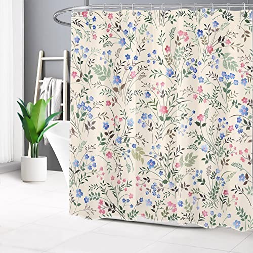 Blue and Pink Wildflower Shower Curtain for 72"W x 72"L (Pack of 1) Beige - Bild 3 von 6