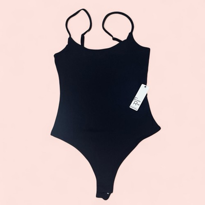 #ad #ad Faded Rose Ribbed Black Tank Top Bodysuit Small $14.95