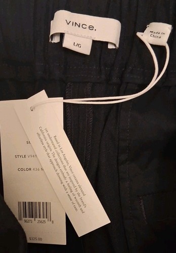 Vince neu mit Etikett L schwarz weites Bein Leinenmischung Pull-On hoher Bund minimalistische Taschen  - Bild 2 von 10