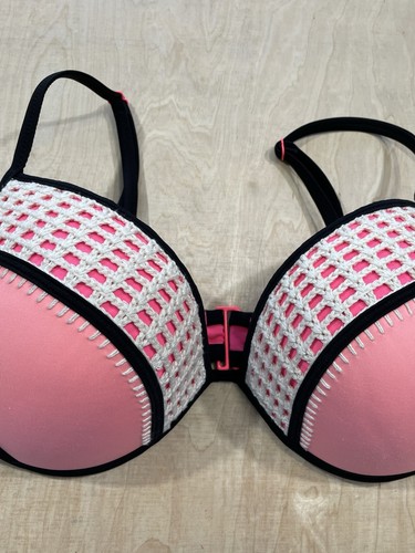 Victoria’s Secret Bügel Bikini Badeanzug Oberteil Rosa Häkelbesatz Gr. 36DD - Bild 3 von 10