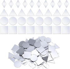 120Pcs Small Mirrors for Crafts, 4 Shapes Mini Mirror Pieces for Crafts Self Adh