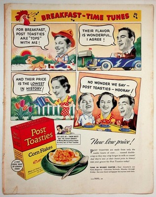 General Foods 1938 Post Toasties Corn Flakes Print Advertisement 10x13
