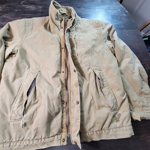 American Eagle Mens Brown Coat Size Large *Rips, Stains, Hard To Zip - Picture 6 of 16