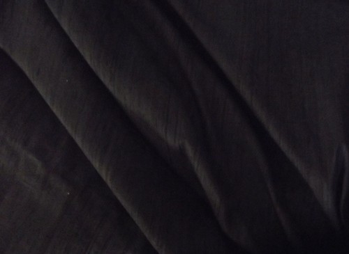 BLACK SLUBBED SILK DUPION FABRIC, 112 cm wide, Sold per metre, EVENING, BRIDAL - Picture 2 of 3