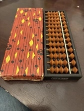 Vintage Japanese Soroban Abacus with Box – Wooden Beads – Tomoe Brand