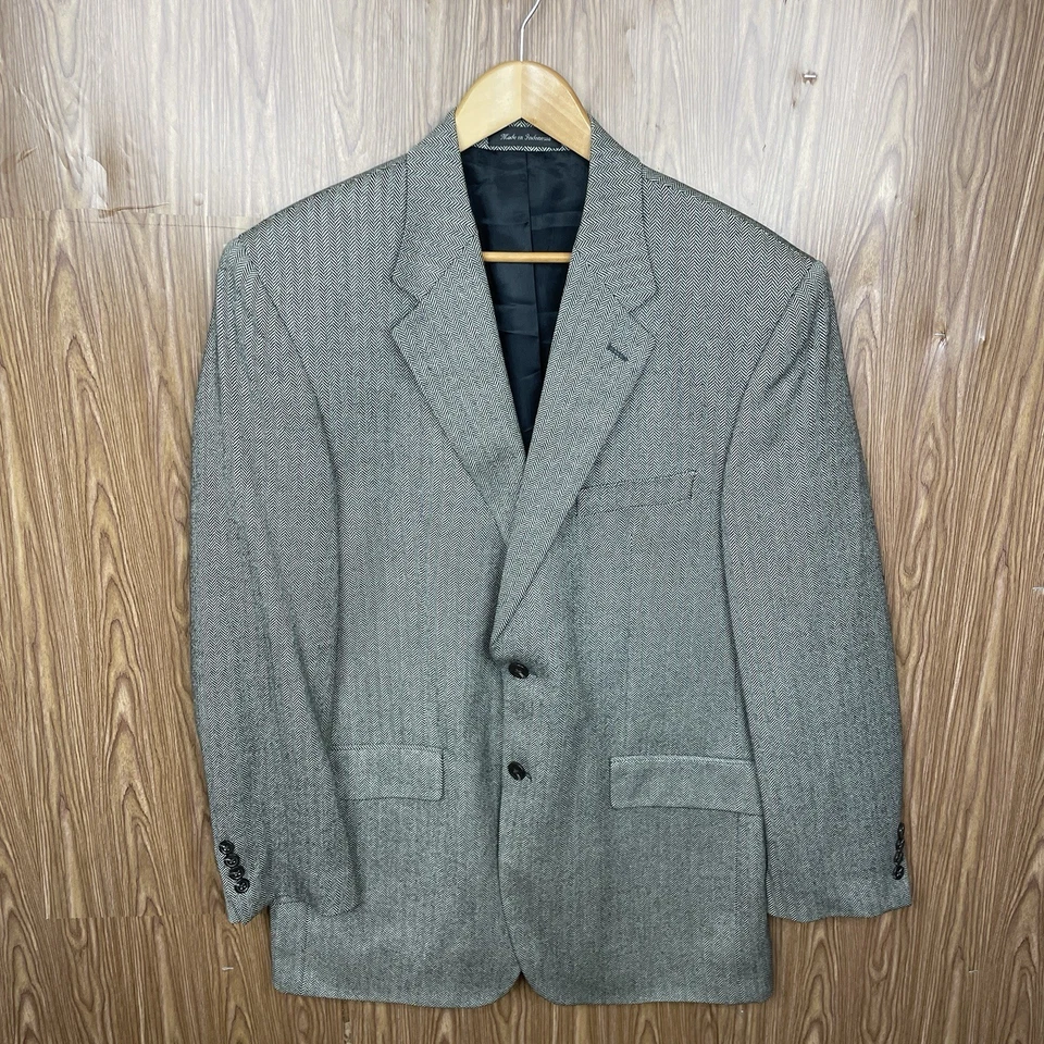 Chaps Sport Coat Mens 42L Black White Multicolor Soft Tweed 100% Lambswool - Image 2 of 4