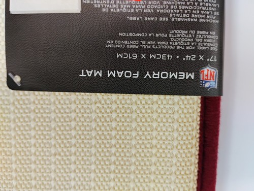 NFL WASHINGTON REDSKINS Tappetino antiscivolo in memory foam, 17" x 24" NLA RARO NUOVO CON ETICHETTE - Foto 7 di 7