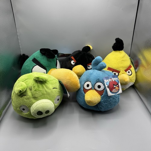 Angry Birds Commonwealth Lot Of 5 Large Head 8" Plush 2010 New NO SOUND