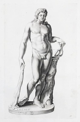 Apollo lyre Statue Antike Roman antiquity Mythologie Bloemaert Kupferstich 1635