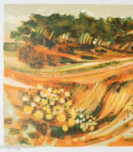 Rare Michael King Vintage Mid Century Lithograph of French Countryside, Lovely 3 - Picture 3 of 5