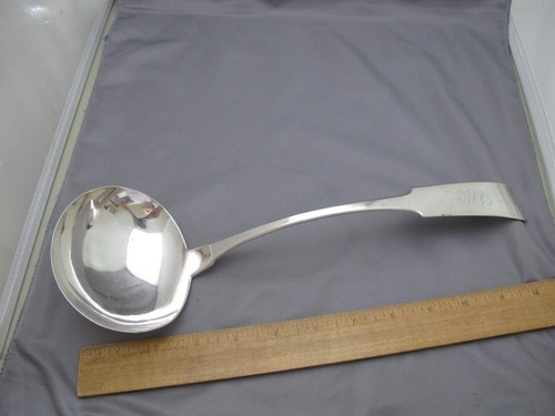 Fine VIRGINIA Coin Silver SOUP LADLE- Wm MITCHELL Jr.-Richmond-13 Inches