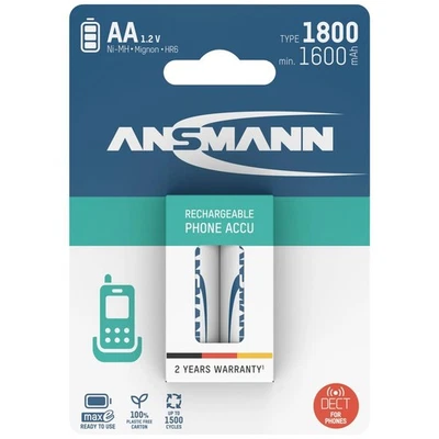 Ansmann 1312-0038 Pile rechargeable LR6 (AA) NiMH 1600 mAh 1.2 V 2 pc(s) - Photo 1/4