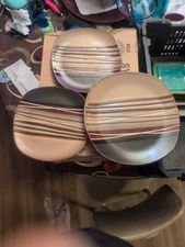 Set of 3 Home Trends BAZAAR BROWN Stoneware Square Textured Lunch Salad Plate