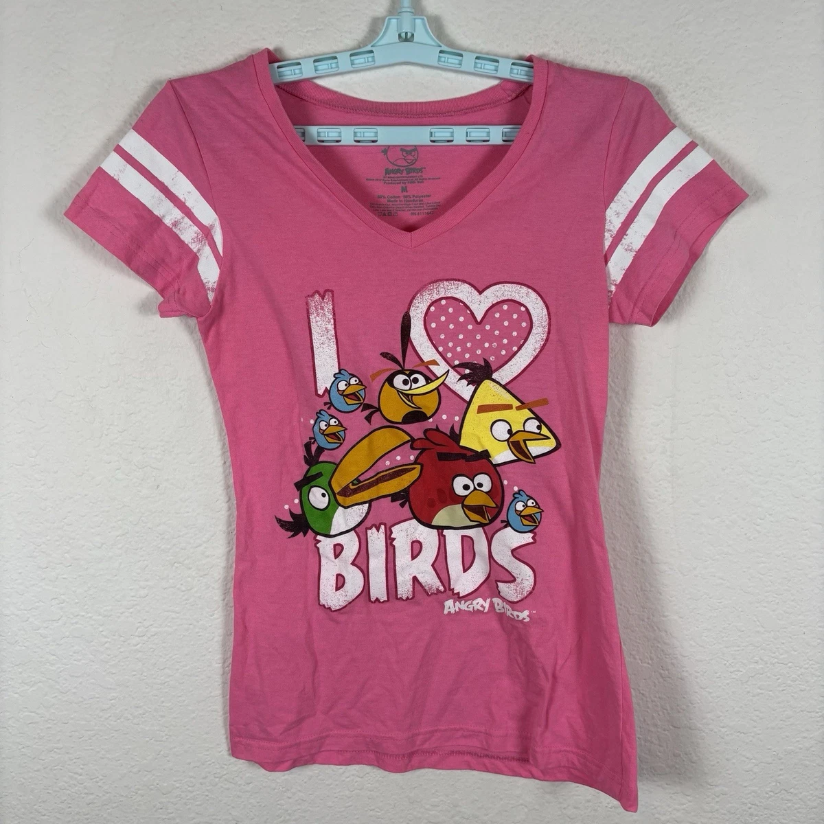 T-shirt Angry Birds Fille - Modèle 'Drop It' Rose, Licence Officielle, Tailles S à XL - Coton Léger, Manches Courtes