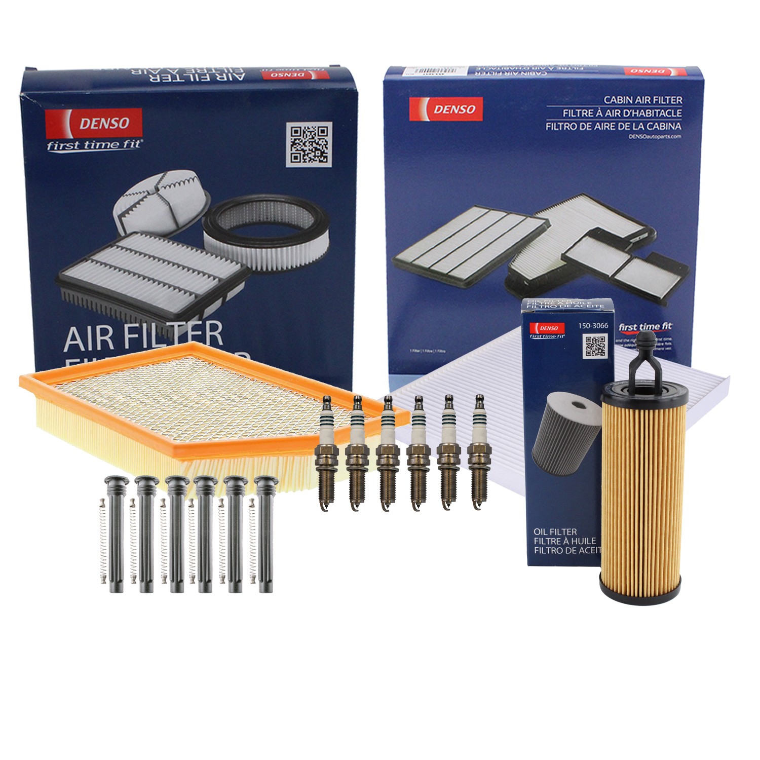 Denso Tune Up Kit 6 Spark Plugs  Boots Kit for Jeep Cherokee 3.2L V6 EHB 14-15