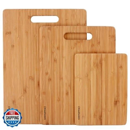 Bamboo Cutting Boards for Kitchen [Set of 3] Wood Cutting Board for Chopping  - Image 2 of 4