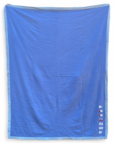 Loro Piana 100% Cashmere Throw Blanket Blue Regatta Flags Suede Trim 75x58 - Picture 2 of 10