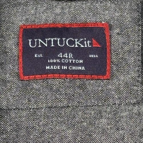 Untuckit Unstructured Cotton Blazer Sport Coat Mens 44R Gray Window Pane Career - Picture 2 of 13