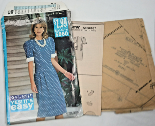 Butterick 5960 Front Tucks Dress Pattern Size 12-16 New Envelope Damage - Picture 6 of 6