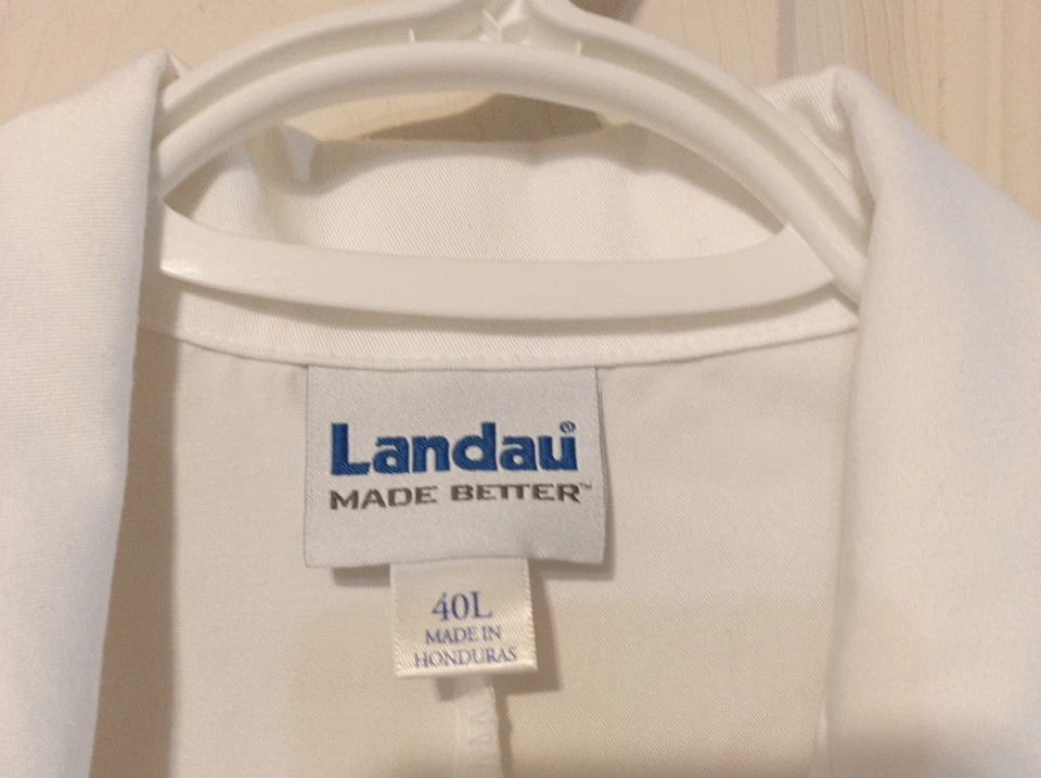 Abrigo Landau Hombre 5 Bolsillos Largo Blanco 40L Foto 4 de 4