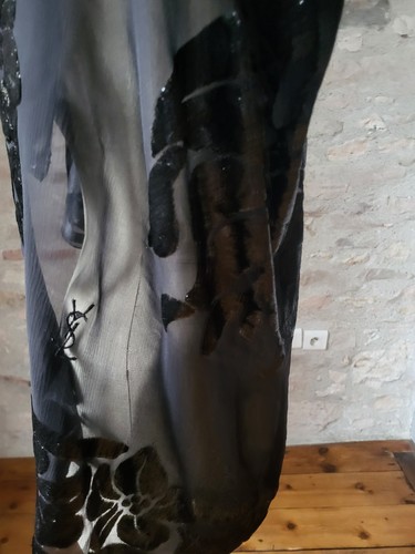 GF17/ Yves Saint Laurent Châle étole burnout sur mousseline vintage 115x115cm - Picture 16 of 23