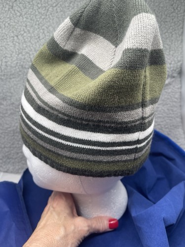 The North Face Beenie Unisex Talla Única Spellout Verde Gris Rayas Gorra de Esquí Sombrero - Imagen 8 de 14