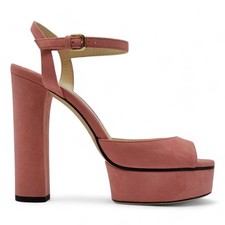 Jimmy Choo Peachy Suede Platform Sandals 125 Pink EU 39.5 US 9 - New 850