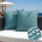 Kevin Textile Outdoor Waterproof Throw Pillow Covers 22" x 22" (Pack of 2) Teal