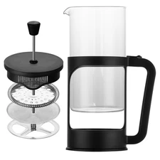 French press borosilicate glass coffee maker 3 layer stainless steel tea 34oz