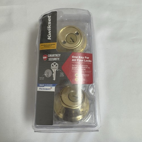Kwikset 665 Polished Brass Double Cylinder Deadbolt featuring SmartKey Security