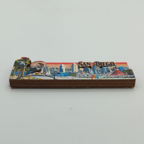 San Diego Souvenir Magnet 3D Holz Ausschnitt Skyline Strandszene Kalifornien - Bild 4 von 8