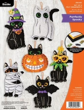 Bucilla Felt Ornaments Applique Kit Set Of 6-Purrfectly Spooky