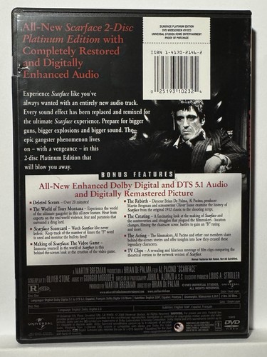 Scarface DVD 2006 2-Disc Set Platinum Edition Al Pacino - Picture 6 of 6