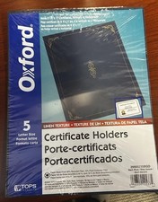 5 Count Oxford 8.5" x 11" Certificate Holders Black. Sealed