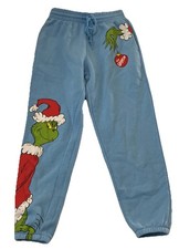 Dr. Seuss The Grinch XS Blue Sweats Drawstring Waist Elastic Ankles